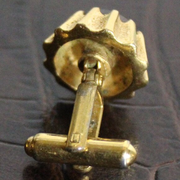 1970s Tiger's Eye Cuff Links Vintage Gold Toned - Picture 6 of 9